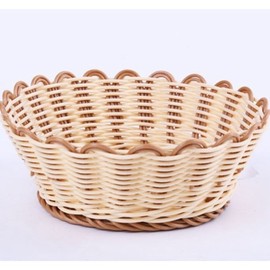 Brown two-tone rattan round basket 1p 2ea