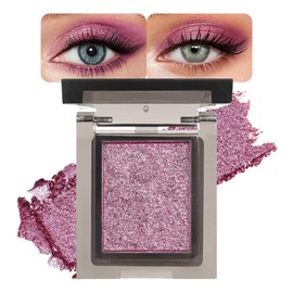 Single Nude Pink Shimmer Eyeshadow,Bright High Pigment Intense Monochrome Eye Shadow,Apply Makeup Easily,Glitter Pressed Powder Single Eyeshadow,24 Hour Eye Makeup Longwear Waterproof,Blendable