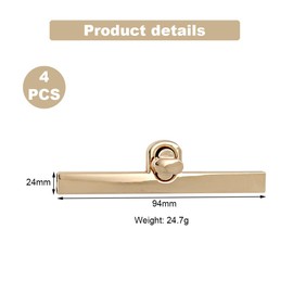 Zasjon Pack of 4 Metal Bag Clasps, Twist Lock for Bags, Purse Lock Twist Turn Lock for DIY Handbags, Purses, Women's Bags, Gold