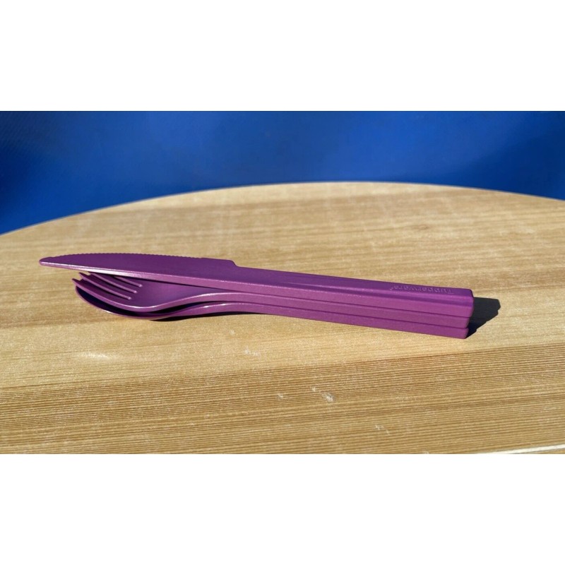 Tupperware Snap-Together Utensils Fork Knife Spoon Purple New