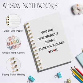 WFSM Motivational Notebook - Funny Quote You Did not Wake Up Today to Be a Weak As Bich Spiral Notebook Journal, Inspirational Hardcover Spiral Notebooks for Work Note Taking, 5.5x8.3