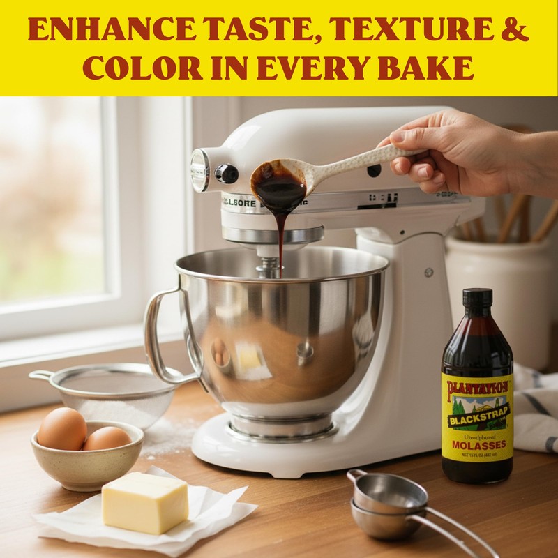 Plantation Blackstrap Molasses 15 oz Bottle – Unsulphured, Rich Robust