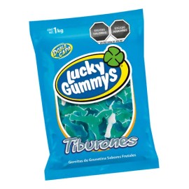 Bolsa Gomitas Forma De Tiburones Lucky Gummys 1kg Frutal