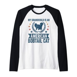 My Grandchild Is A Cat - Grandpa American Bobtail Cat Raglan Baseball Tee