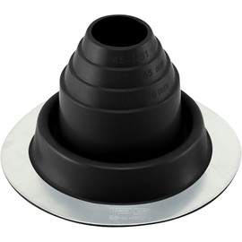 Water-Tite 81469#2 Metal Roof Flashing, 6-1/4-inch Round Base with EPDM Rubber Collar, For 1-3/4" to 3" Vent Pipes, Black