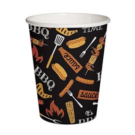 PAW BBQ Paper Party Cups Black Strong 100% Biodegradable Disposable Paper Tableware Dinnerware Cup Party Supplies for Garden Party Picnics ECO FSC Certified - Pack of 10 (Paper Cup 0.25l)