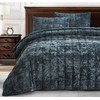 Chezmoi Collection Piers Storm Blue Velvet Quilt Oversized King Set,
