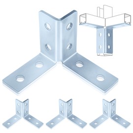 Shimeyao 4 Pcs 8 Hole Double Corner Channel Wing Fitting, Galvanized Steel Wing Shape 90 Degree Fitting Bracket Fit for 1/2" Bolt in 1-5/8" Strut Channel
