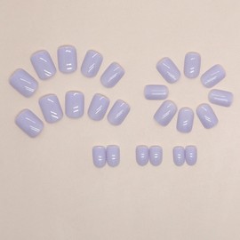 Light Purple Press on Nails Short Square Fake Nails Purple Full Cover False Nails with Nail Glue Solid Color Glossy Glue on Nails Stick on Nails Acrylic Nails Artificial Nails for Women Girls 24Pcs