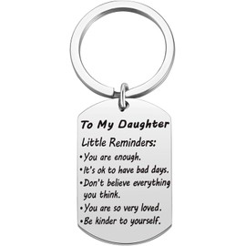 To My Daughter Key Chain Gifts from Mom Dad Stainless Steel Inspirational for Adults Kids Graduation Birthday Christmas Back to School Birthday - To My Daughter Little Reminders - Silver