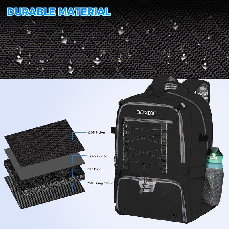 Lacrosse Bag, Lacrosse backpack with Stick Holder & Hidden Zipper