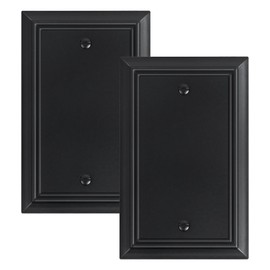 2-Pack Single Blank Wall Plate, Durable Natural Bamboo Fiber Wall Plate Cover,Matte Black 1 Gang Wall Plate for Unused Outlets/Switches, Corrosion Resistant