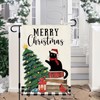 DLZDN Christmas Garden Flag Funny Black Cat Tree Flag 12×18