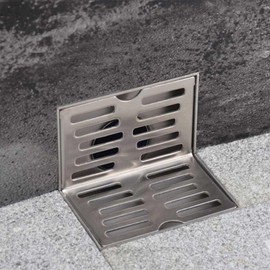 Wall Side Floor Drain, Floor Balcony Drain, Diameter 4cm / 1.57in Fine Drawing Anti Rust Stainless Steel L Corner Floors Drains, L Shaped Corner Drains for Bathroom Kitchen