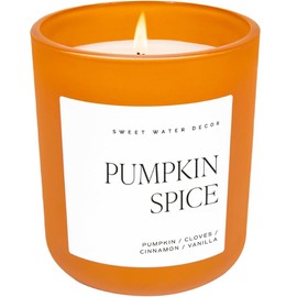 Sweet Water Decor Pumpkin Spice Soy Candle | Pumpkin, Cloves, and Buttercream Scented Candle for Home | 15oz Orange Matte Jar, 70+ Hour Burn Time, Made in the USA