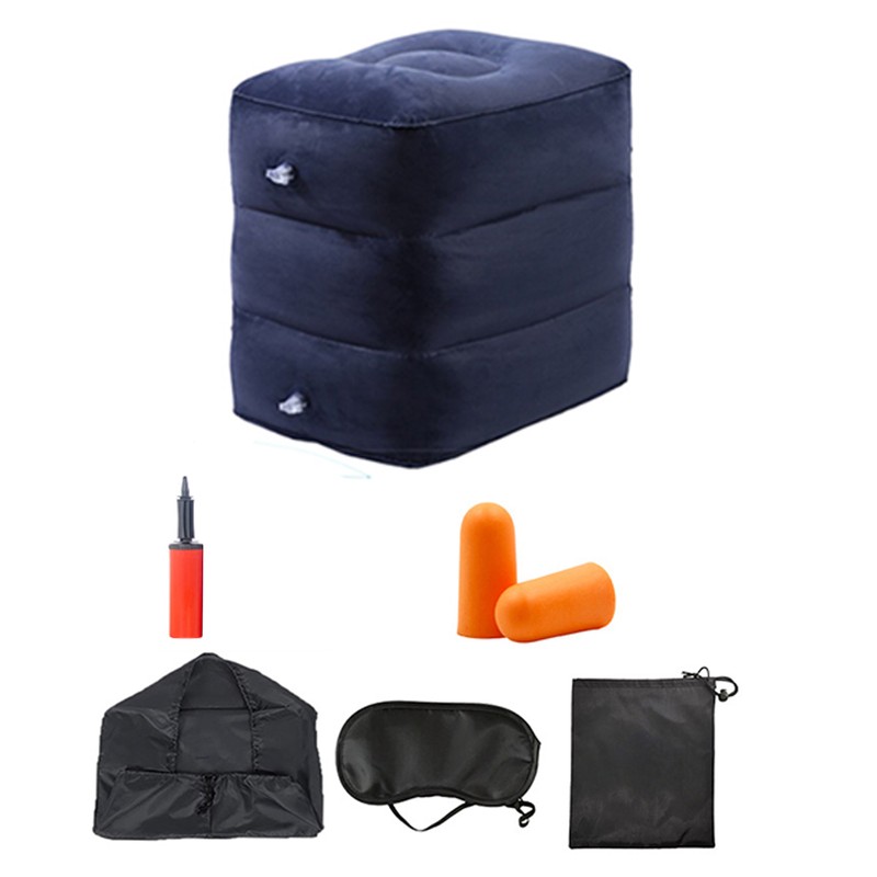 7pcs Inflatable Travel Foot Rest Pillow Height Adjustable 3 Layers