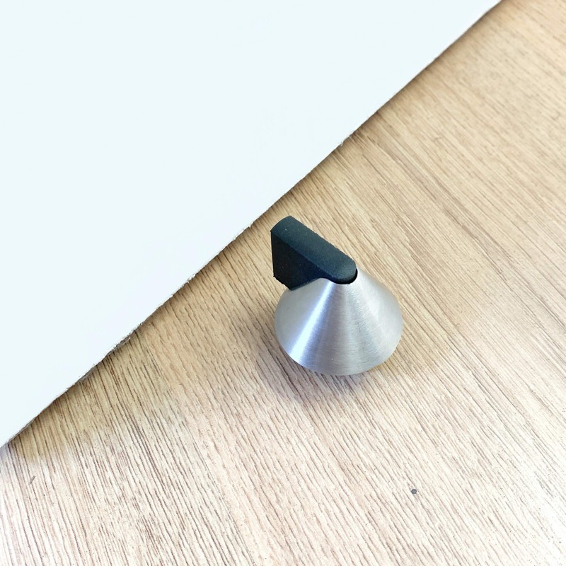 Door Stop Floor Mounted Cone Designer Pattern Satin Stainless Steel