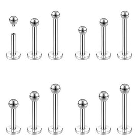 16G/18G Spike Lip Rings Cartilage Tragus Helix Piercing  Stainless Steel Stud Earrings Internal Thread Snake Bite Jewelry for Women Men - Color: A:12pcs,lip ring(ball), Size: 16g,6/8/10mm