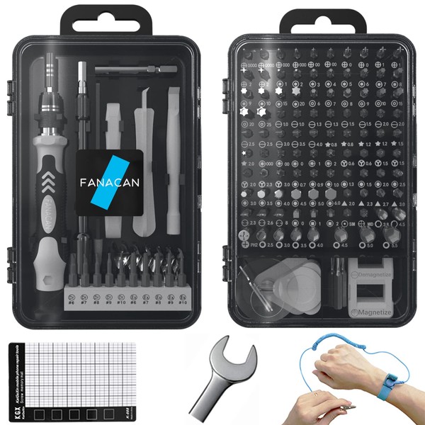 FANACAN 140 in 1 Precision Screwdriver Set, Compatible with Special Screws, Magnet, Removing Tanned Screws, Disassembly Repair Tool Kit, Can Be Installed on Electric Screwdrivers, 3 Years Manufacturer's Warranty