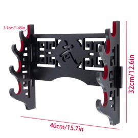 YCJvex Wall Mount Sword Holder - 4 Tier Velvet Padded Katana Stand Samurai Rack Samurai Sword Display Rack Wand Wakizashi Sword Stand Zoro Animation Sword Display (武 4-Tier)