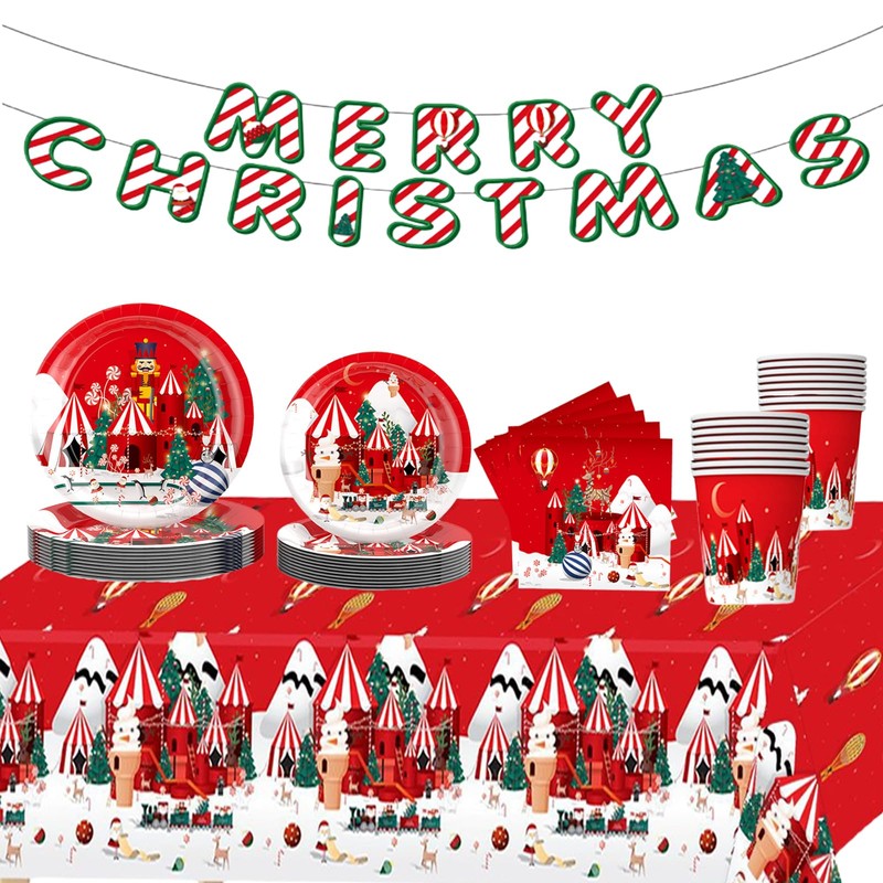 COSORO 137 * 274cm Plastic Christmas Tablecloths, Large Xmas Table