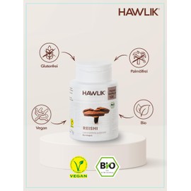 HAWLIK Vital Mushrooms Organic Reishi Powder Capsules - 250 Capsules - Natural Cultivation - Gentle Drying - Vegan - Sugar Cane Tin