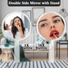 Queekay Double-Sided Handheld Mirror with Stand, 1X/10X Magnifying Mirror, Clear