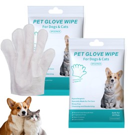 Ninnyi 12 PCS Dog Cleaning Gloves Wipes, Dry Cleaning Gloves for Dogs Cat, Pet Wash Free Gloves for Daily Care