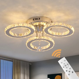 US Warehouse 27W LED Home Crystal Smart APP Ceiling Light With Remote Control BrightnessColor: Chrome, Lamp Power(W): 27W W43cm change 3 colors,remote control, app control, Number of Lights: 1 Bulb, Support Dimmer: Yes