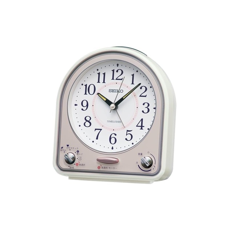 Seiko Clock QM750P Alarm Clock, Wall Clock, Analog, 31 Melodies,