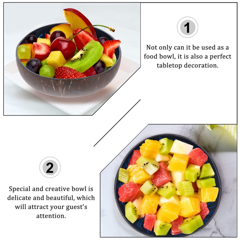HEMOTON Coconut Bowls Decorative Bowl Natural Coconut Shell Bowl Decorative