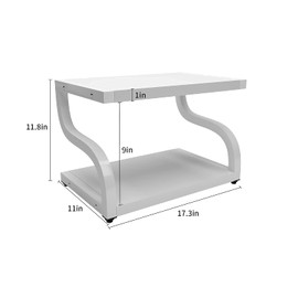 PUNCIA 2 Tiers Wood White Home Office Desktop Printer Stand Laser Printer Copier Stand with Storage Tabletop Heavy Duty Rack Desk Organizer Shelf Dual for Small Space Double Tiers Tray