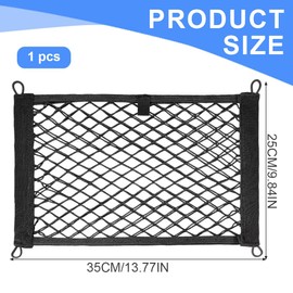 OHREN 1 x Car Luggage Net with 6 Large Hooks, Elastic Edge Keeps Loads Firm, Car Stretch Mesh Pockets, Storage Mesh Bags (35 x 25 cm)