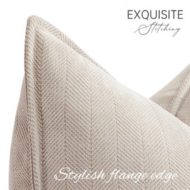 ZWJD Beige Pillow Covers 18x18 Set of 2 Chenille Throw Pillow Covers with Elegant Design Soft and Luxurious Decorative Pillows for Couch, Bed, and Home Decor