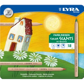LYRA Color Giants Chunky Wooden Coloured Pencils, Hexagonal, 6.3mm Lead, 18 Assorted Colours, Ideal for Children and Schools