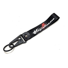 Motorcycle Metal Keychain Holder Chain Tag With Stamp Logo Nylon Rope Compatible With Suzuki Hayabusa GSXR1300 1997-2023, White, free