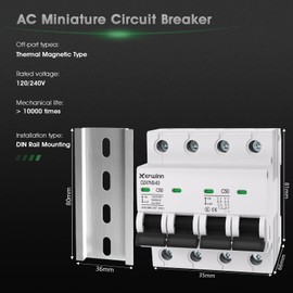 KERWINN Single-Side Interlock Circuit Breaker Manual Transfer Switch 120V/240V AC Transfer Switch 4Pole 63Amp RV Transfer Switch DIN Rail Mount for RV,Generator,Dual Power Systems(20A)