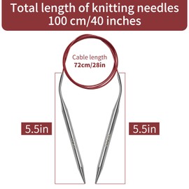 8.0 mm Circular Knitting Needles US11 |47 inches/120 cm | for Beginners Knitting Shawls, Scarves, Blankets and Other Large Projects!