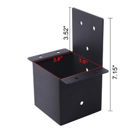 2 Pcs Pergola Brackets, 4"x4"Pergola Connector(Inner size3.6"x3.6") for 4x4 Wooden Post ,Beam Support Brackets for Patio,Log Cabin, Fence