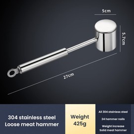 Rhinocerosdance Meat Tenderiser 304 Stainless Steel Meat Hammer Plating Iron, Dishwasher Safe Double-Sided Hammer, Very Suitable for Sideburns, Ribs, Steaks etc