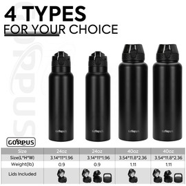 GOPPUS 1.2L/40oz Stainless Water Bottle with Straw Large Thermal Bottle 1200ml Flip Top Metal Bottles Cold Drink Leakproof Flask Big Drinks Bottles Double Walled Insulated Bottle Travel Water Bottle