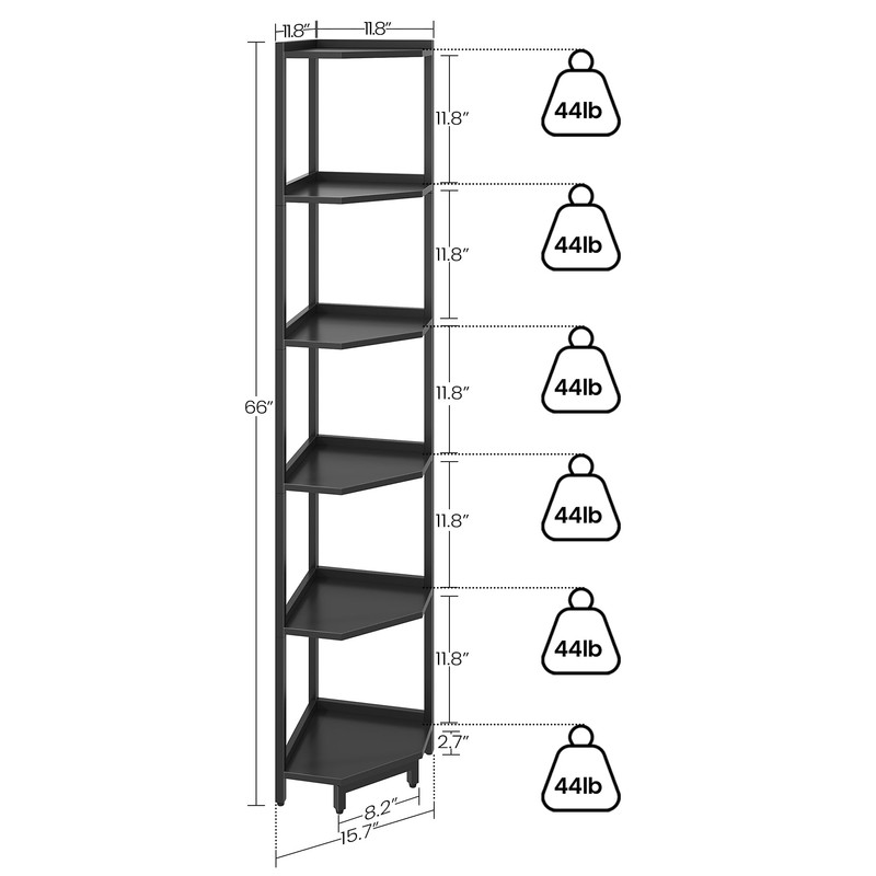 Hzuaneri Corner Shelf Stand, Corner Bookshelf, Storage Standing Shelf Unit