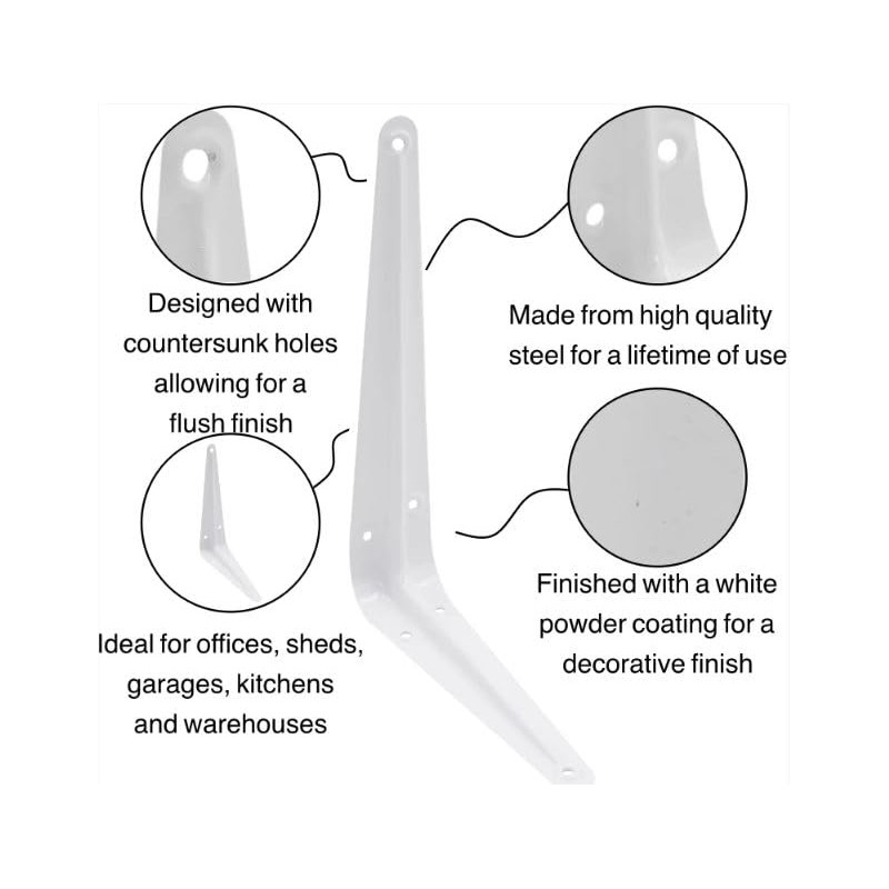 EAI London Shelf Brackets | White 125x75mm / 5x4 Inch