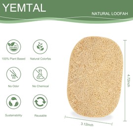 YEMTAL Scrub Loofah Sponges, Natural Luffa Kitchen Dish Sponge, Non Scratch Cleaning Sponge for Kitchen, Bathroom, Household, Biodegradable, Compostable, Pack of 6 (Oval)