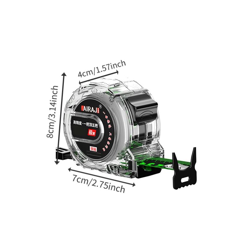 Retractable Tape Measure High Accuracy Woodworking Tool with Clear Case,