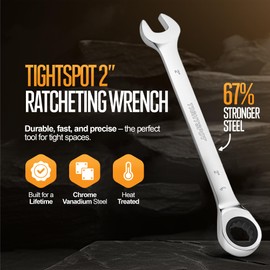 TIGHTSPOT 2 Inch Ratchet Wrench with Precision Movement and Hardened, Polished Steel for Projects with SAE Tight Spaces