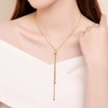 Beaded Adjustable Long Tassel Dress Sweater Chain Necklace (Golden, One