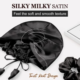 PARISBELLA Silky Satin Bonnet for Sleeping, Adjustable Satin Sleep Cap for Women, Stylish Turban for Curly Hair, Pink, Pack of 1