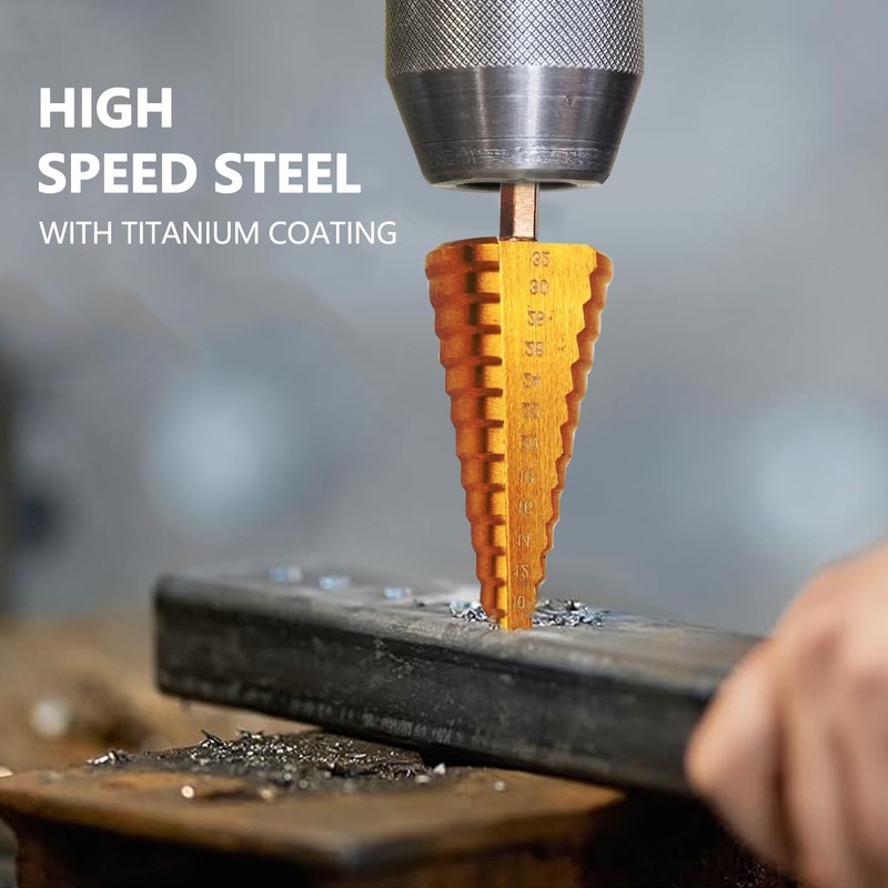 Genossen Step Drill Set, 6 Pieces HSS Step Drill Set,