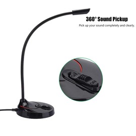 ASHATA Micrófono de computadora USB, Plug & Play de Escritorio, Condensador omnidireccional, micrófono de computadora portátil, diseño de Cuello de Cisne 360 para grabación, Dictado, Juegos